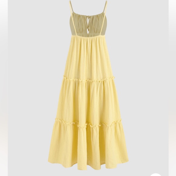 U-neckline Solid Ruffle Cami Maxi Dress - Picture 7 of 10